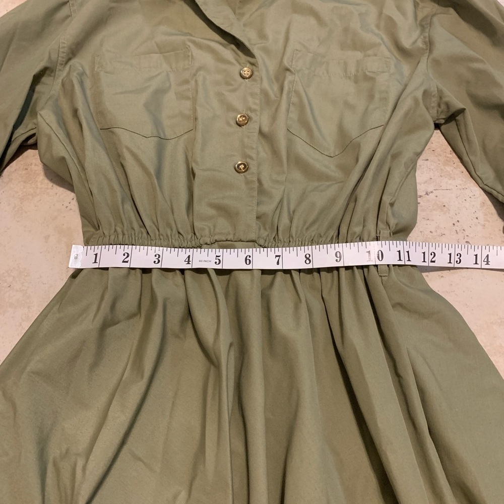 Vtg RAOUL Safari Utility Shirt Dress with Belt - Olive Green - Maxi- Soze 14 - Picture 7 of 8